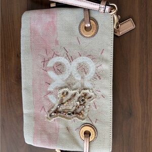 Coach Pink and Cream Clutch with Embellishments